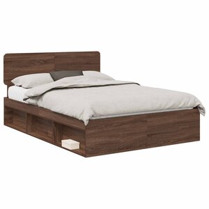 vidaXL Cadre de lit Chêne brun 140 x 200 cm Pin massif