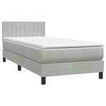 vidaXL Sommier à lattes de lit et matelas et LED gris clair 90x220 cm velours