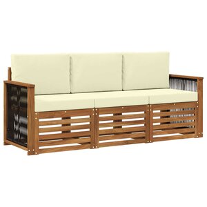vidaXL Ensembles de canapés avec coussin 3 Pièces Bois d'Acacia Massif
