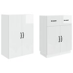 vidaXL Ensemble de Meubles 2 Pièces Blanc brillant Bois d'ingénierie