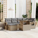 vidaXL Salon de jardin avec coussins 7 Pièces beige résine tressée