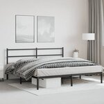 vidaXL Cadre de lit métal sans matelas avec tête de lit noir 193x203cm