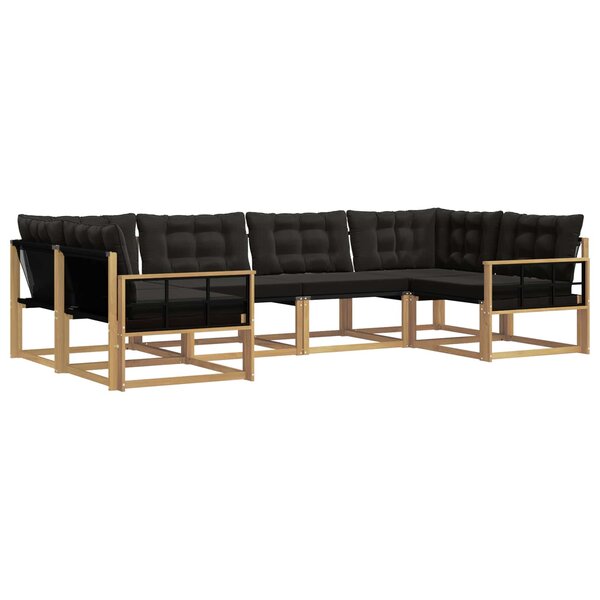 vidaXL Ensemble de canapés d'extérieur 6 Pièces Blanc et noir