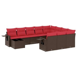 vidaXL Salon de jardin et coussins 11 Pièces marron résine tressée