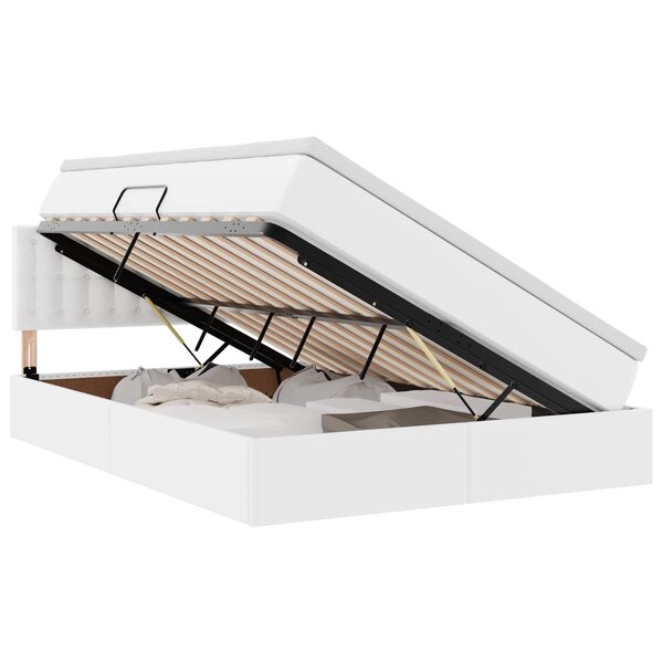 vidaXL Lit avec rangement et matelas Blanc pur 140 x 200 cm