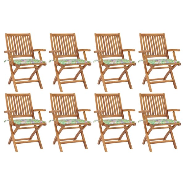 vidaXL Chaises pliables de jardin avec coussins 8 Pièces Teck solide