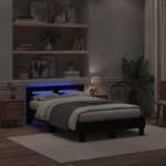vidaXL Cadre de lit avec LED Chêne noir 120 x 190 cm Bois d'ingénierie
