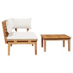 vidaXL Banc de jardin 2 Pièces Crème et marron Bois de teck massif