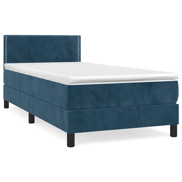vidaXL Sommier à lattes de lit avec matelas Bleu foncé 100x200 cm
