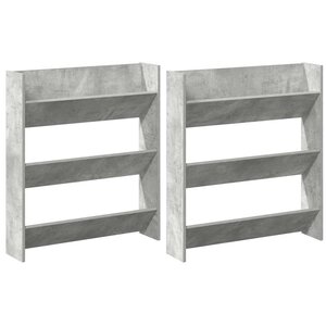 vidaXL Armoires à chaussures murales 2 Pièces Gris béton 80x18x90 cm