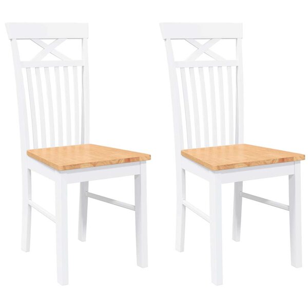 vidaXL Chaises à manger 2 Pièces blanc bois massif caoutchouc