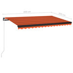 vidaXL Auvent manuel rétractable 450x350 cm Orange et marron