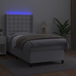 vidaXL Sommier à lattes de lit matelas LED Blanc 80x200cm Similicuir