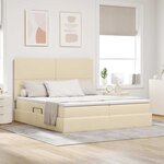 vidaXL Lit de Rangement avec tête de lit Crème 180 x 200 cm Tissu