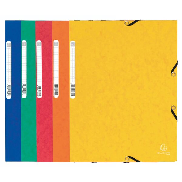 Chemise À Élastiques 3 Rabats Carte Lustrée 355g/m2 - Couleurs Assorties - X 50 - Exacompta