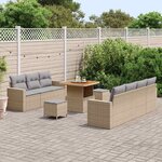 vidaXL Ensemble de canapé de jardin 10 Pièces Beige polyrotin