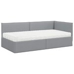 vidaXL Cadre de lit d'angle avec matelas 2 Pièces Gris clair Velours