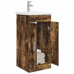 vidaXL Meuble de salle de bain avec évier Chêne fumé 42 x 40 x 84 5 cm