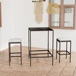 vidaXL Ensemble de bar de jardin 3 Pièces coussins Résine tressée Marron