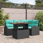 vidaXL Ensemble de canapé de jardin 5 Pièces Noir Poly rotin
