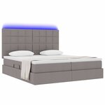 vidaXL Lit de rangement LED avec matelas Taupe 200 x 200 cm Tissu