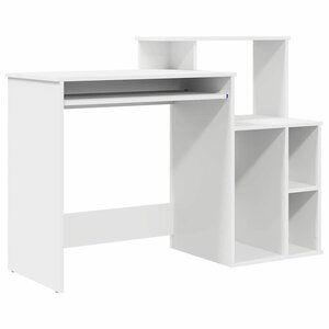 vidaXL Bureau avec Rangement avec étagère Blanc 120.5 x 44 x 88.5 cm