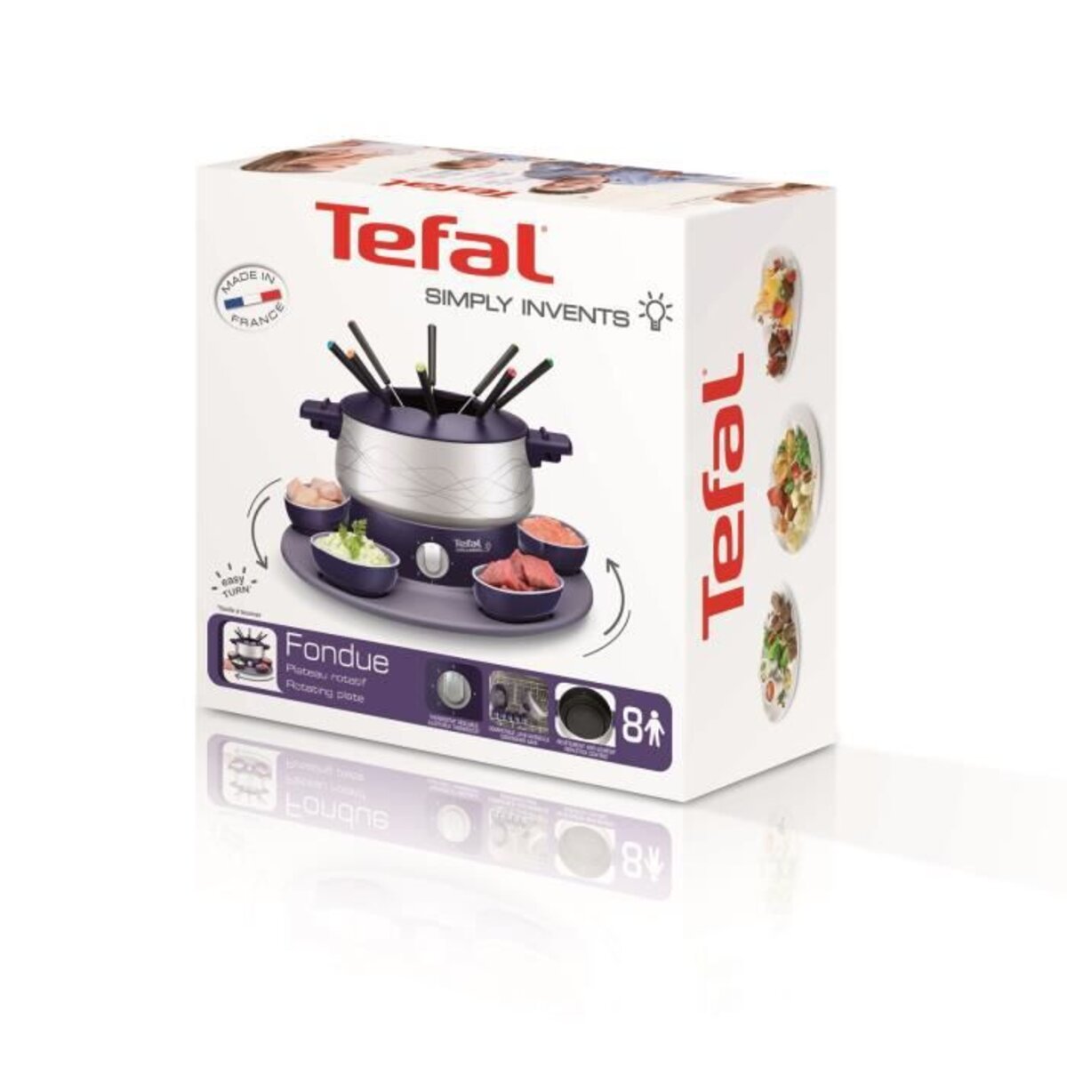 Tefal ef351412 simply invents fondue électrique 8 p thermostat réglable  caquelon antiadhésif plateau rotatif 5 ramequins inclus - La Poste