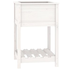 vidaXL Jardinière avec étagère Blanc 54x54x81 cm Bois massif de pin