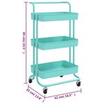 vidaXL Chariot de cuisine 3 niveaux Turquoise 42x35x85 cm Fer et ABS