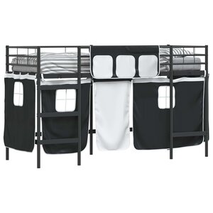 vidaXL Cadre de Lit Mezzanine pour Enfants avec Rideaux Noir
