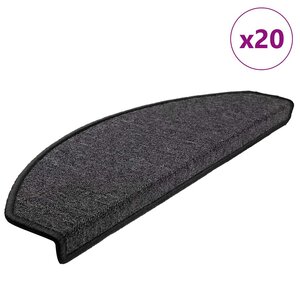 vidaXL Tapis d'escalier 20 pièces 65 x 24 x 4 cm Anthracite Demi-rond Grand