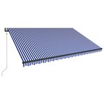 vidaXL Auvent avec capteur de vent et LED 500x300 cm Bleu et blanc