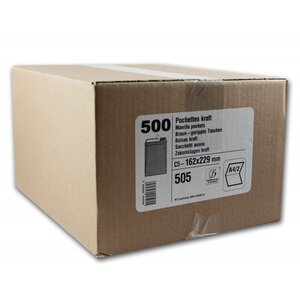 500 enveloppes - kraft brun - c5 - 162x229mm - auto-adhésive - gpv 505