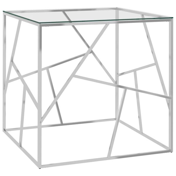 vidaXL Table basse Argenté 55x55x55 cm Acier inoxydable et verre