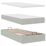 vidaXL Cadre de lit ottoman et matelas gris clair 90x200 cm velours