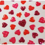 Autocollants - Coeurs paillettes rose - Époxy transparent - 2 2 cm