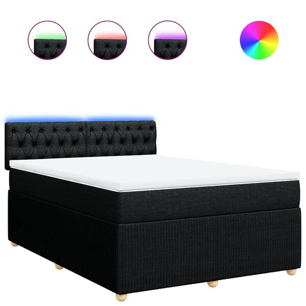 vidaXL Sommier à lattes de lit avec matelas Noir 140x190 cm Tissu