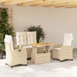 vidaXL Ensemble à manger de jardin coussins 4 Pièces beige résine tressée