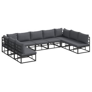 vidaXL Ensemble de canapé de jardin 9 pc Noir Aluminium