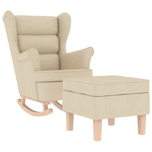 vidaXL Chaise à bascule avec repose-pied Crème Tissu