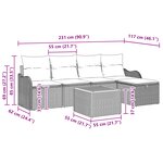 Ensemble de canapé de jardin 6 pièces avec coussins gris poly rattan