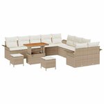 vidaXL Ensemble de canapé de jardin avec coussin 13 Pièces Beige  Crème