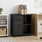 vidaXL Cabinet roulant Gris 63 5 x 39 x 65 5 cm Bois de Pin Massif
