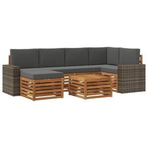 vidaXL Ensemble de canapés d'extérieur 7 pc Naturel et Anthracite
