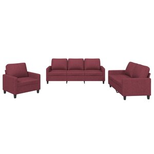 vidaXL Ensemble de canapés 3 Pièces avec coussins Rouge bordeaux Tissu