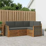 vidaXL Ensembles de canapés avec coussin 4 Pièces Bois d'Acacia Massif