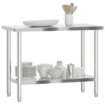 vidaXL Table de travail de cuisine 110x55x85 cm acier inoxydable