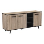 Ensemble séjour enfilade + table haute + vitrine - Décor chêne brossé