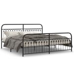 vidaXL Cadre de lit métal sans matelas avec pied de lit noir 200x200cm
