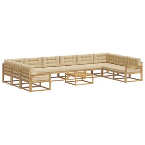 vidaXL Ensemble de canapés d'extérieur 11 Pièces Blanc et Beige